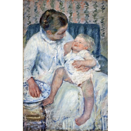 Mujer bañando a su dormido niño, Cassatt, Algomasquearte