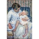 Mujer bañando a su dormido niño, Cassatt