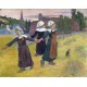 Tres chicas bretonas bailando, Gauguin, Algomasquearte