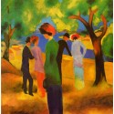Dama con chaqueta verde, Macke