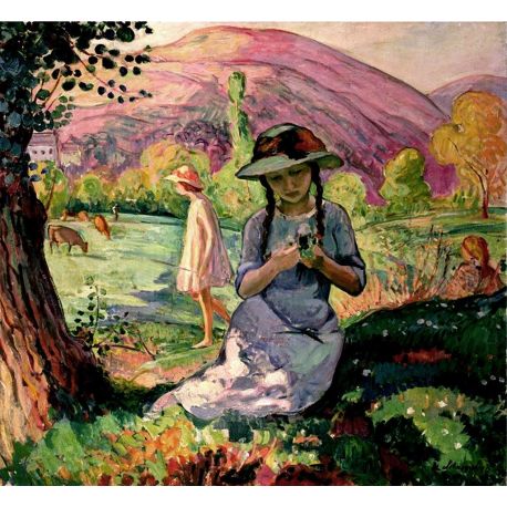 Joven Chica recogiendo flores, Lebasque, Algomasquearte